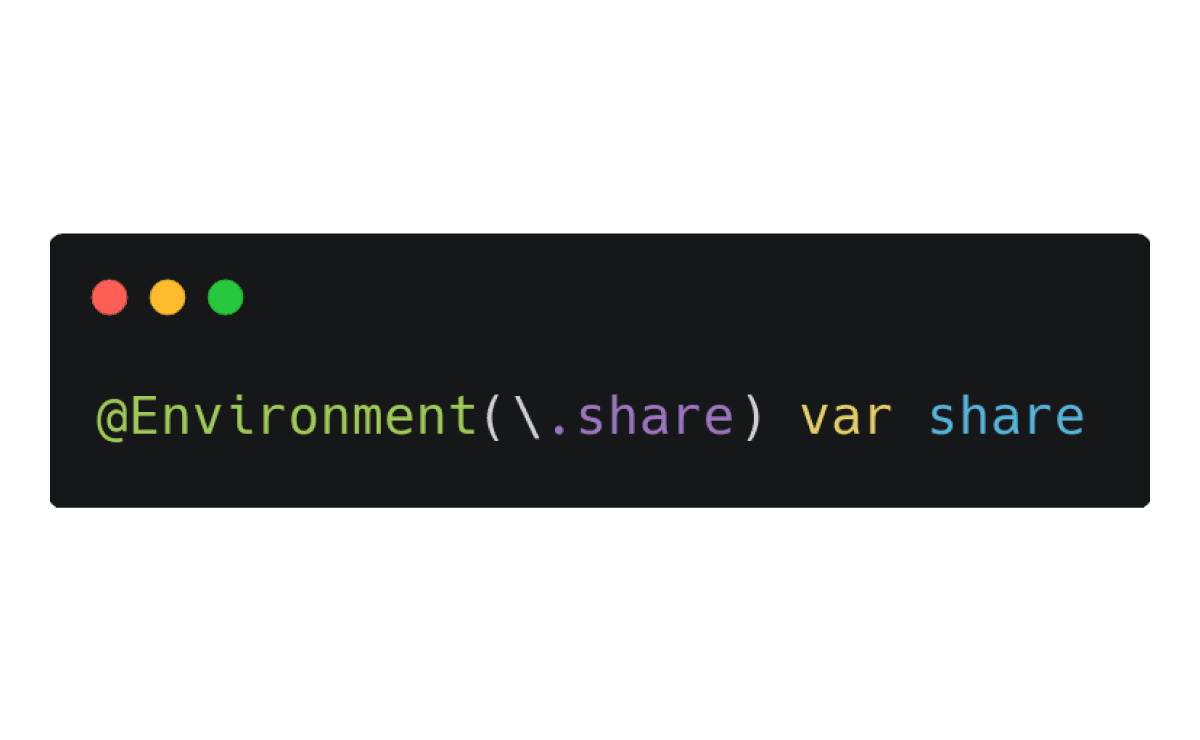 Custom @Environment value for share actions